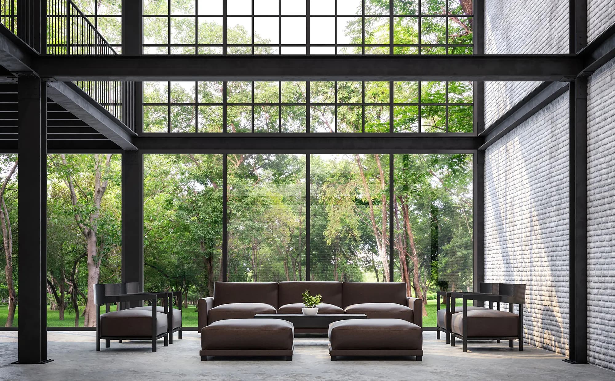 Modern Office with loft style windows and glass partitions