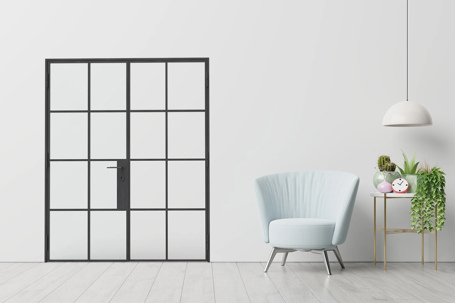 Living room with double steel door