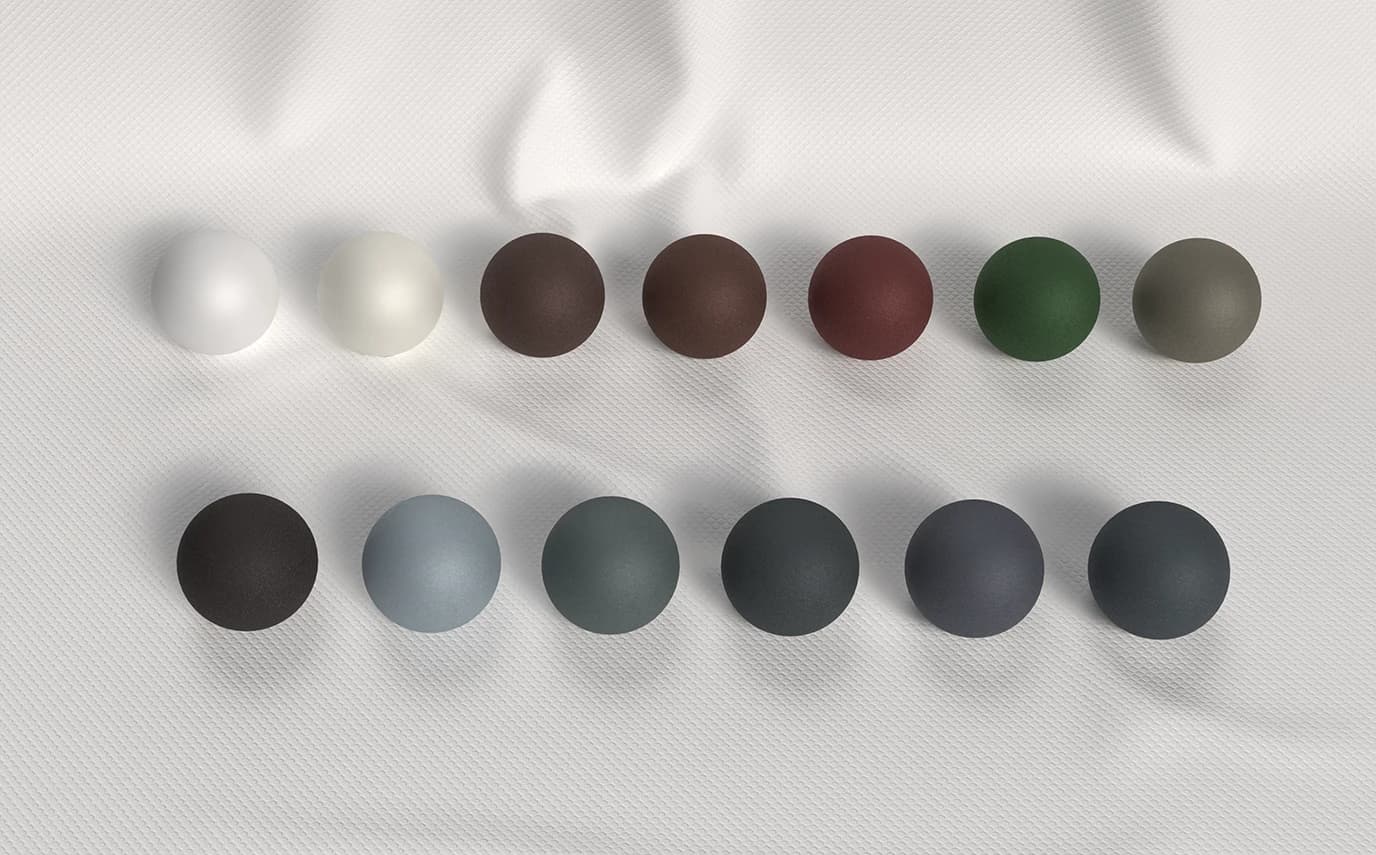 OC Slimline standard RAL colour palette — powder coat range included in every door